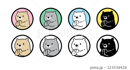 Bear polar icon hello sawaddee vector thai teddy pet cartoon character logo round symbol illustration clip art isolated design 123538428