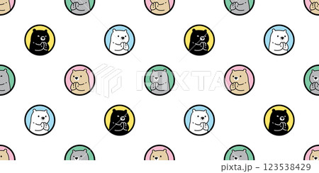 bear polar seamless pattern hello sawaddee thai vector teddy pet cartoon doodle tile background gift wrapping paper repeat wallpaper scarf isolated illustration design 123538429