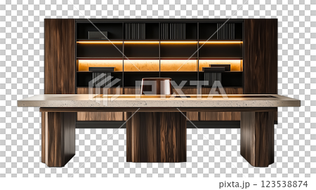 モダンなインダストリアルタッチのミニマルな高級オフィスデスク 123538874