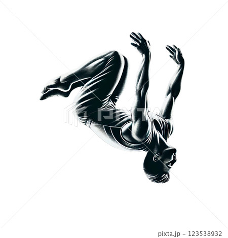 バク宙する体操選手 123538932