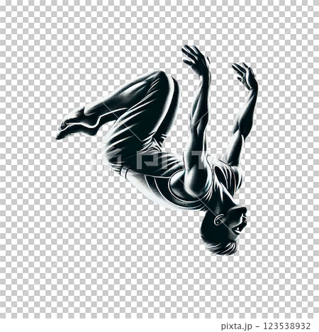 バク宙する体操選手 123538932