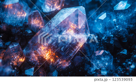 複雑な表面反射を持つ鮮やかな希少金属結晶 複雑な表面反射を持つ鮮やかな希少金属結晶 123539093