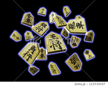 将棋イメージ(駒のイメージ/3DCG)黒バック 将棋イメージ(駒のイメージ/3DCG)黒バック 123539287