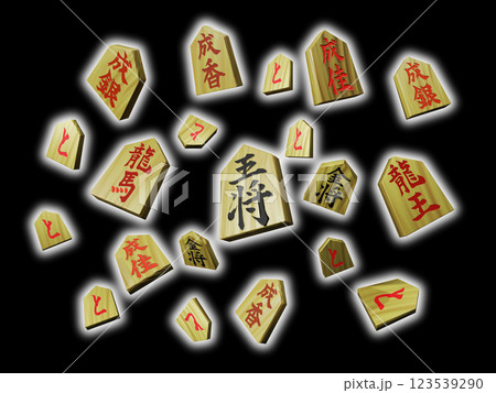 将棋イメージ（駒のイメージ／3DCG）黒バック 123539290