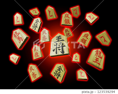 将棋イメージ(駒のイメージ/3DCG)黒バック 将棋イメージ(駒のイメージ/3DCG)黒バック 123539294