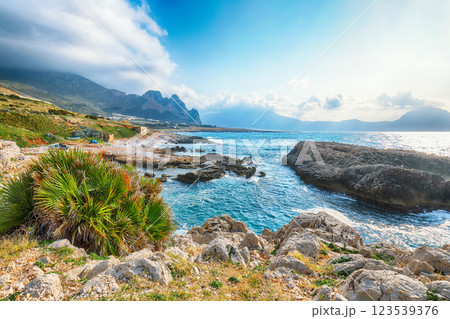 Spectacular seascape of Isolidda Beach near San Vito cape. 123539376