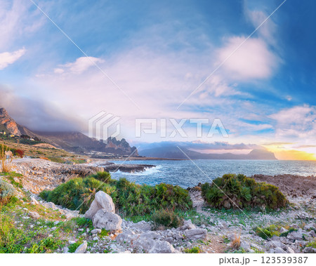 Marvelous seascape of Isolidda Beach near San Vito cape. Marvelous seascape of Isolidda Beach near San Vito cape. 123539387