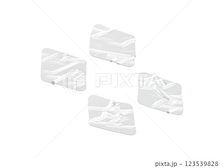 Blank white rhomb adhesive crumpled tape mockup set, side view Blank white rhomb adhesive crumpled tape mockup set, side view 123539828