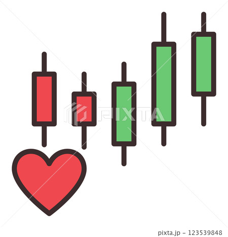 Crypto Chart Pattern and Red Heart vector Investment Passion colored icon or symbol 123539848