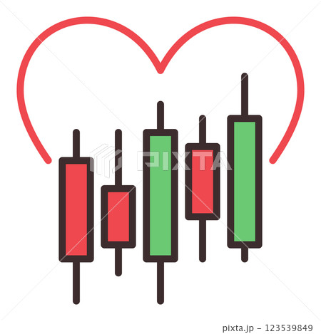 Crypto Trading Chart with Heart vector colored icon or logo element 123539849
