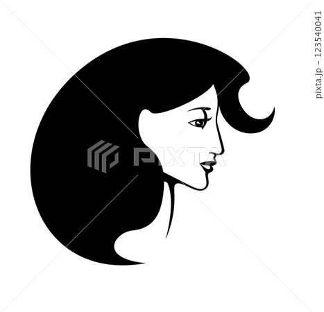 art deco style woman head black and white vector portrait 123540041