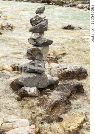 Landscape of Isar river origin, Scharnitz, Austria 123540068