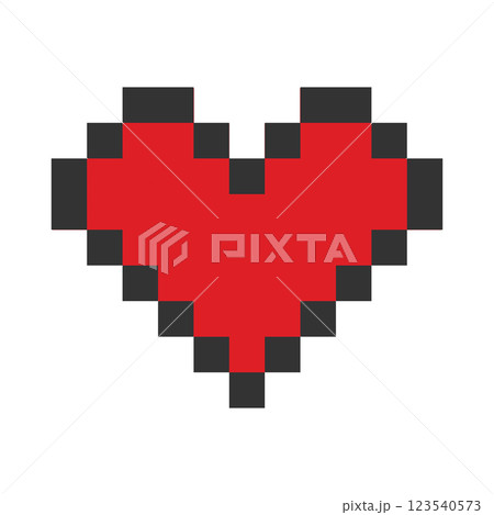 Pixel art Stylized Heart shape in red and Black stroke St Valentine Day greeting design element idea Pixel art Stylized Heart shape in red and Black stroke St Valentine Day greeting design element idea 123540573