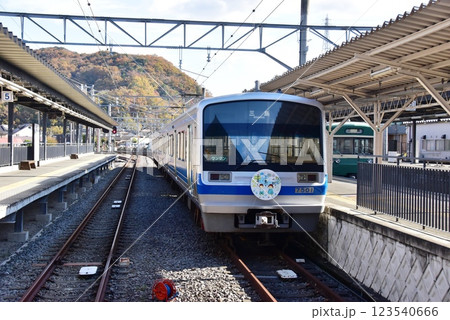 伊豆市　伊豆箱根鉄道修善寺駅プラットホームと三島駅行車両 123540666