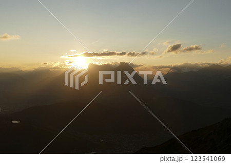 Panoramic view Hohe Munde  from Nordlinger hut on Karwendel Hohenweg, Austria 123541069