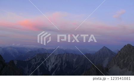 Panoramic view from Nordlinger hut on Karwendel Hohenweg, Austria 123541081
