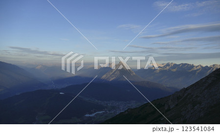 Panoramic view Hohe Munde  from Nordlinger hut on Karwendel Hohenweg, Austria 123541084