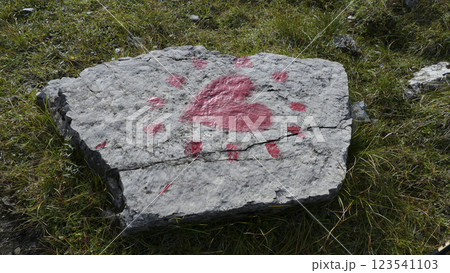 Red heart at a stone, Karwendel Hohenweg, Austria Red heart at a stone, Karwendel Hohenweg, Austria 123541103