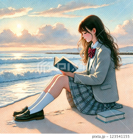 春の朝日と波音に包まれる読書の時間 123541155
