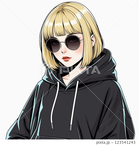 サングラスをかけた若い女性のイラスト素材 [123541243] - PIXTA