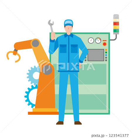 機械装置の整備をする男性作業員 123541377