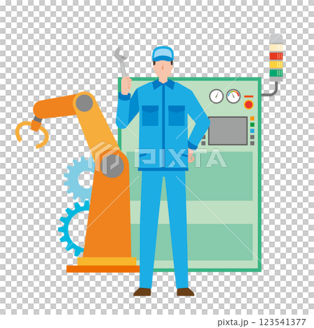 機械装置の整備をする男性作業員 123541377