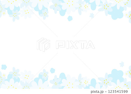 薄い水色のたくさんの花のフレーム 123541599