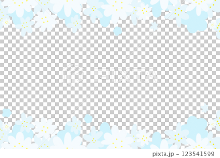 薄い水色のたくさんの花のフレーム 123541599