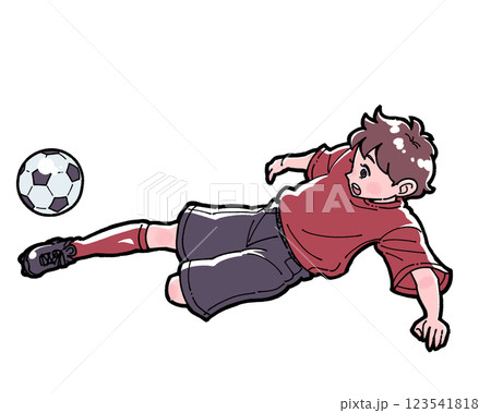 サッカーをする男の子のイラスト 123541818