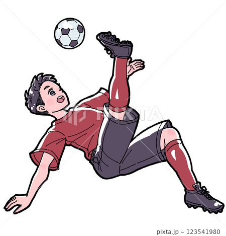 サッカーをする男の子のイラスト サッカーをする男の子のイラスト 123541980