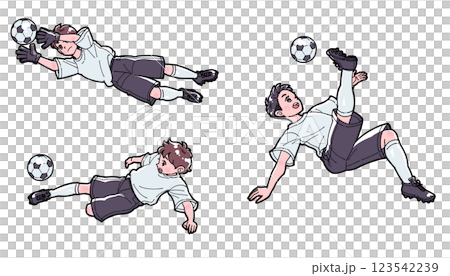 サッカーをする男の子のイラストセット 123542239