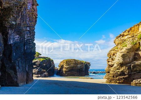 Ocean at low tide. Cathedrals Beach in Galicia Spain. 123542566