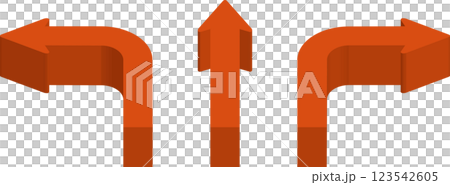 3D 箭頭圖示 – 方向、導航、選擇 123542605