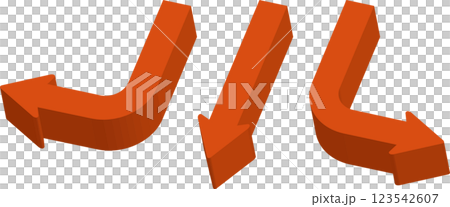 3D 箭頭圖示 – 方向、導航、選擇 123542607
