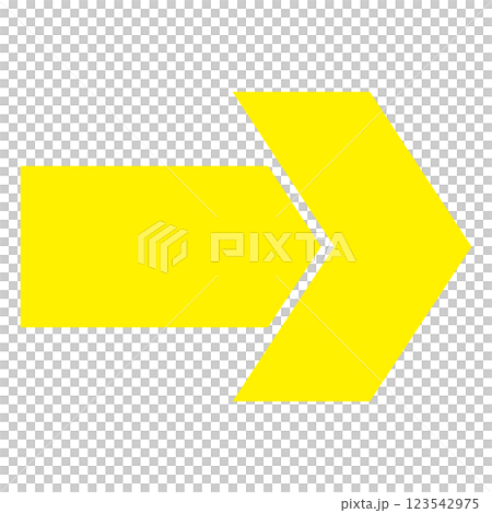 シンプルな右向きの黄色矢印　白背景 123542975