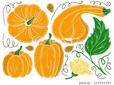 Set of color illustrations in hand draw style Set of color illustrations in hand draw style 123543383