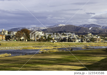 View of the Saigawa River, Kanazawa, Japan 123543586