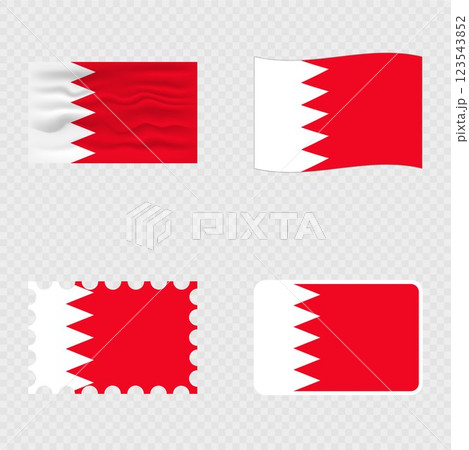 Bahrain national flag in four different styles. Bahrain national flag in four different styles. 123543852