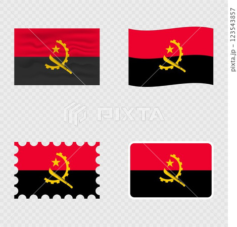 Angola national flag in four different styles. 123543857