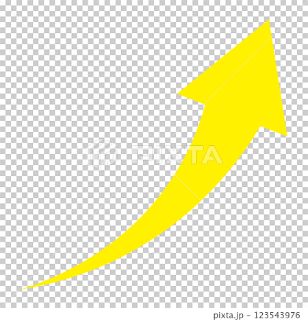 白色背景上向右上升的黃色箭頭的簡單圖示 123543976
