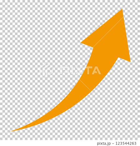 Simple orange arrow illustration rising to the right on a white background Simple orange arrow illustration rising to the right on a white background 123544263
