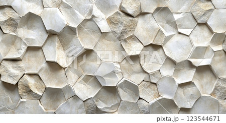 Textured wall panel featuring hexagonal shapes in muted tones designed for modern interiors and artistic spaces 123544671