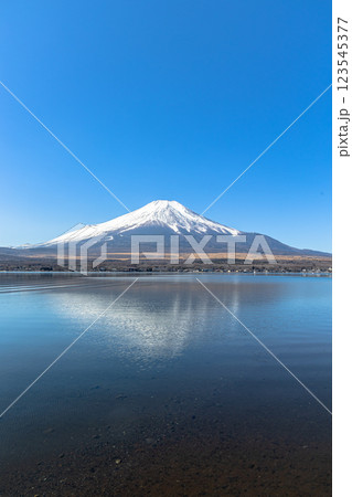 山中湖から見た快晴の富士山 山中湖から見た快晴の富士山 123545377