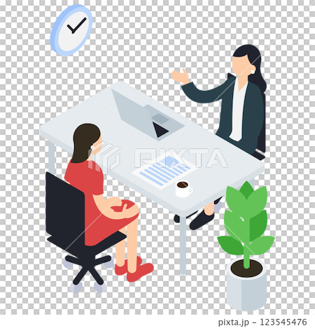 Isometric illustration of a woman consulting a female advisor 123545476