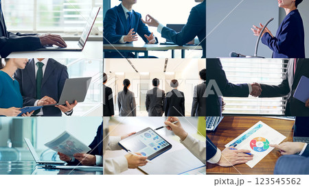 様々なビジネスシーンのコラージュイメージ 123545562