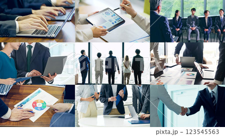様々なビジネスシーンのコラージュイメージ 様々なビジネスシーンのコラージュイメージ 123545563