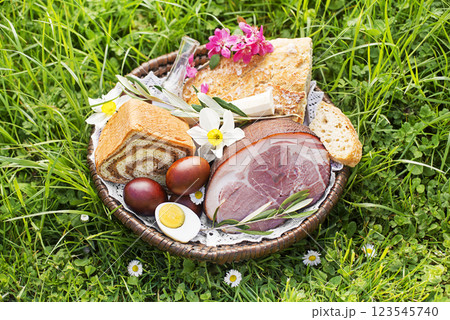 Easter food basket 123545740