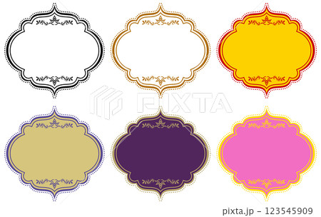 アジア風のタイトルフレームセット。ベクターデータ。 123545909