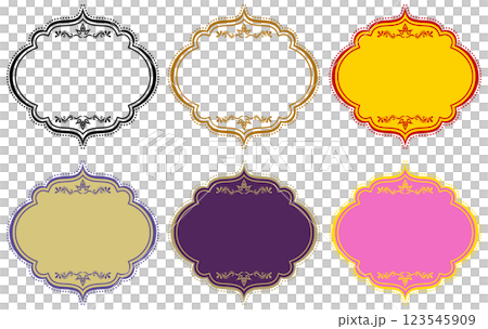 アジア風のタイトルフレームセット。ベクターデータ。 123545909