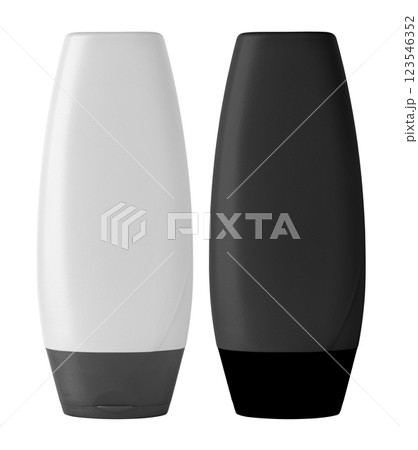 bottle with red cap for cosmetic products 123546352